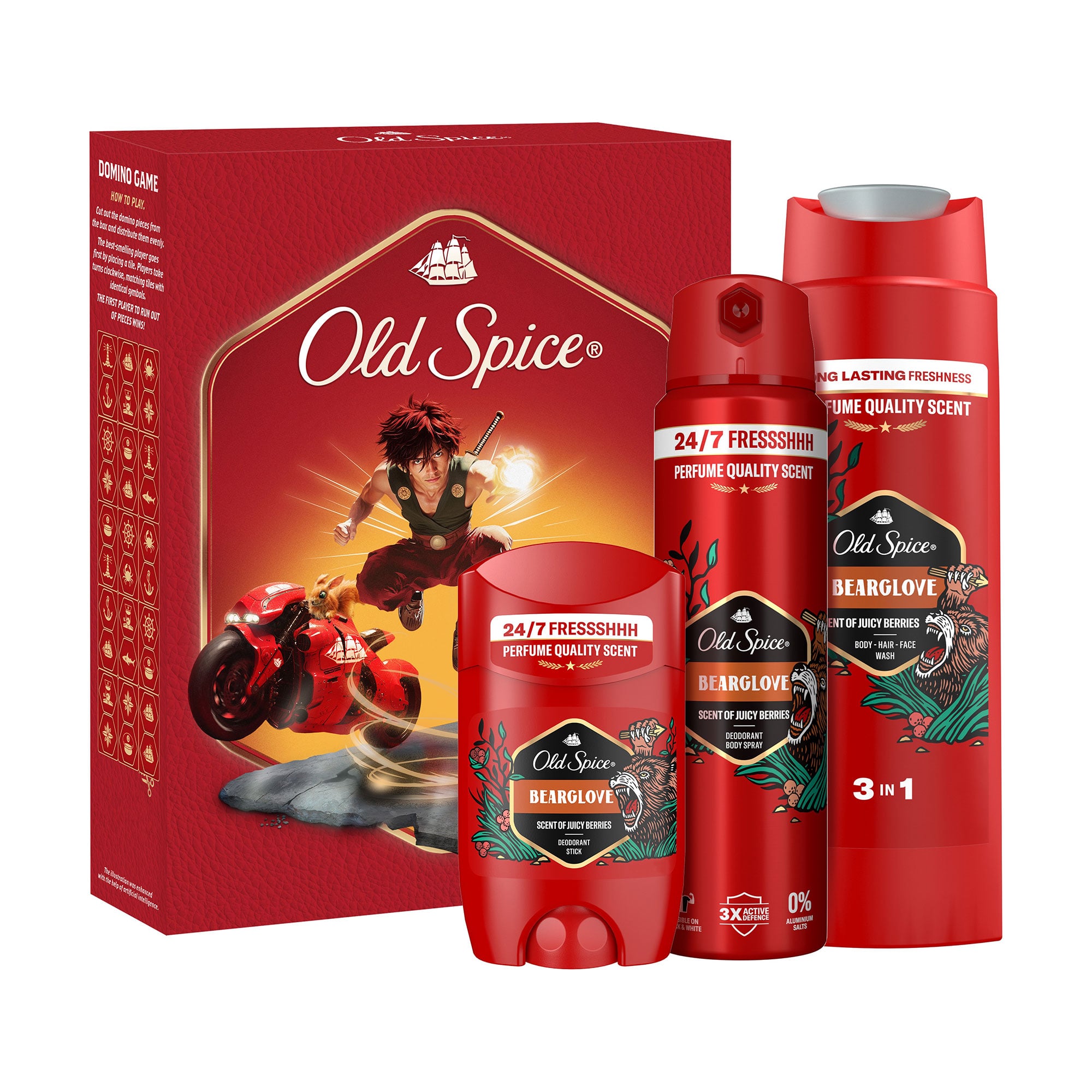 Подарунковий набір чоловічий OLD SPICE Bearglove (гель для душу, 250 мл + дезодорант-стік, 50 мл + дезодорант-спрей, 150 мл)